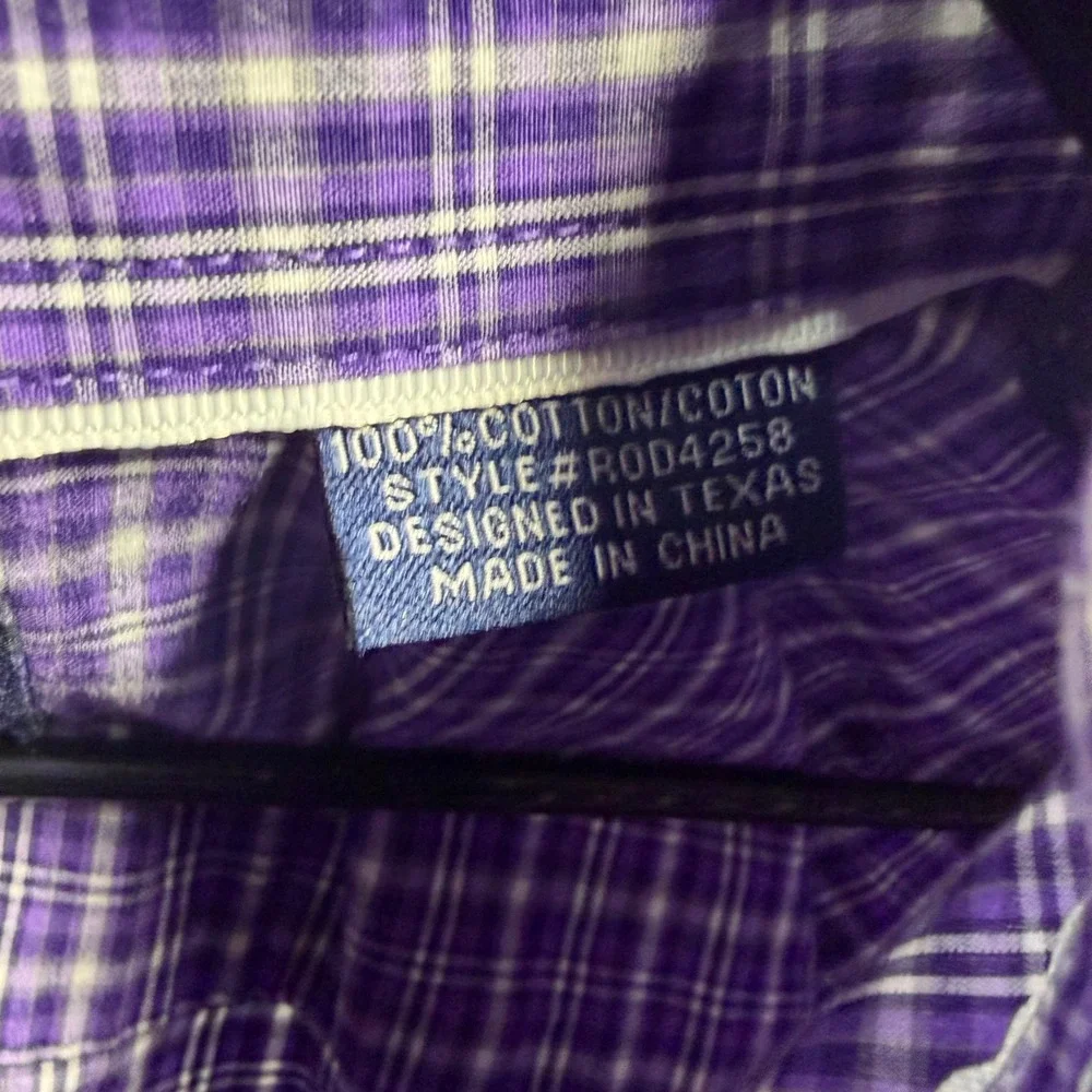 Panhandle Rough Stock Button Down Shirt XL‎ Purple Plaid Long Sleeve ROD4258